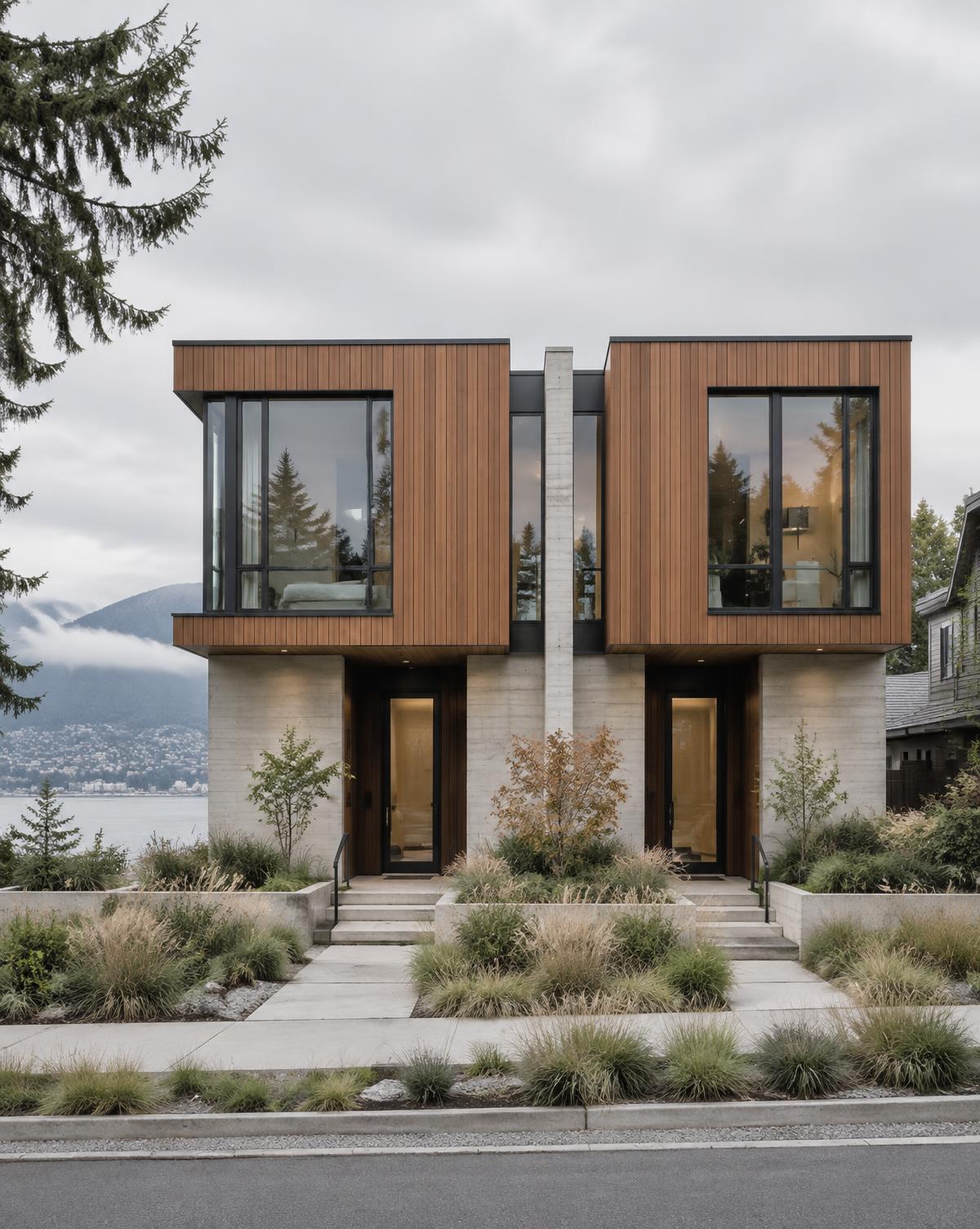 Contemporary duplex exterior